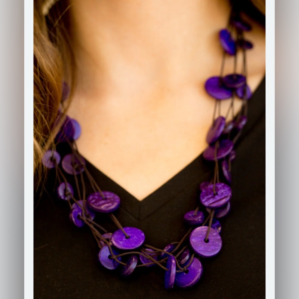 Purple Wooden Beaded Necklace